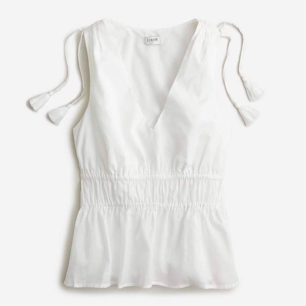 J.Crew V-Neck Cotton Voile Top in white